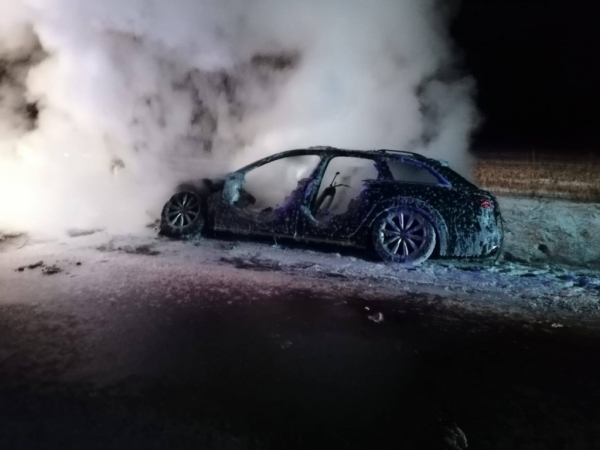 Pożar pojazdu marki Audi w Żukowie